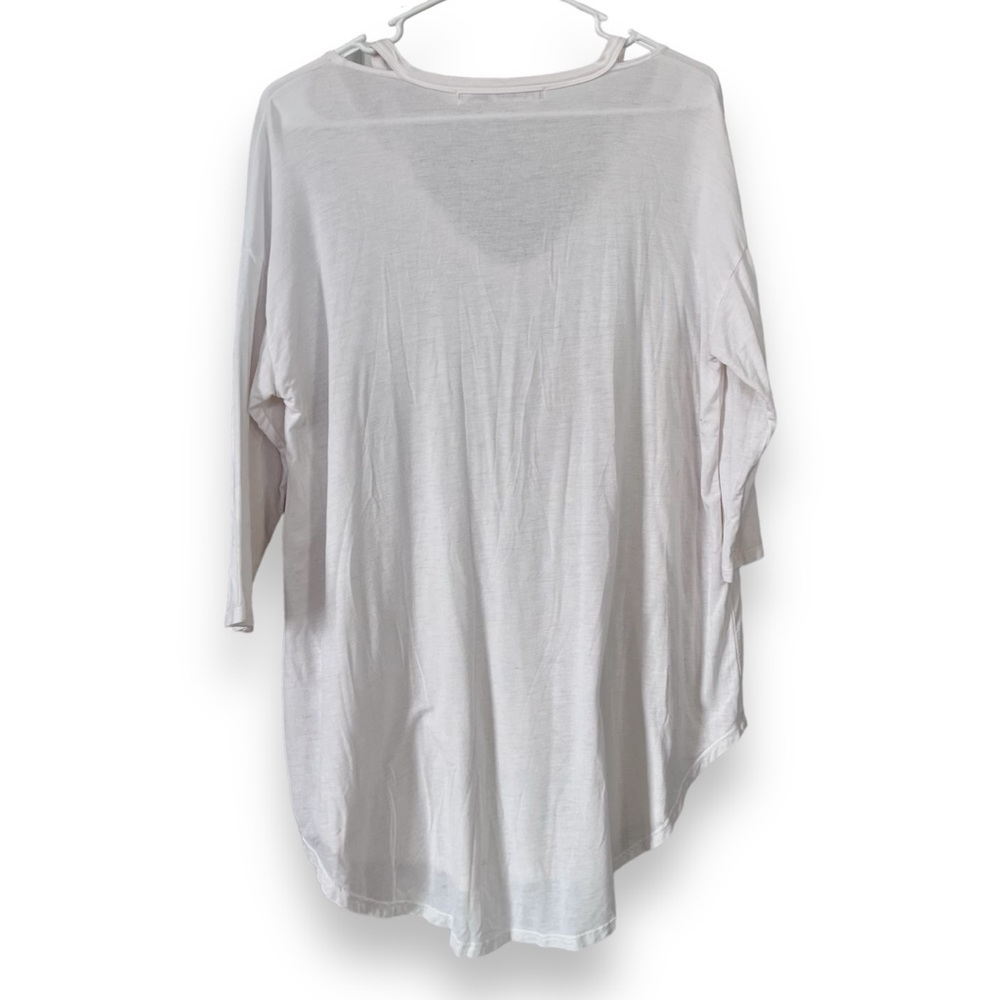 Michael Stars White Jersey Knit V-Neck Blouse One Size - Picture 5 of 8